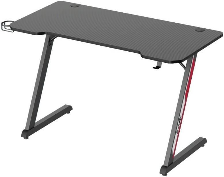 GamerTek Z Desk, 120x60cm, Desk Stabilizers, Integrated Headset Holder & Cup Holder, Gaming Desk For Streaming, Workstation Setups, High Quality, Minimal Modern Design, Black | Z Desk