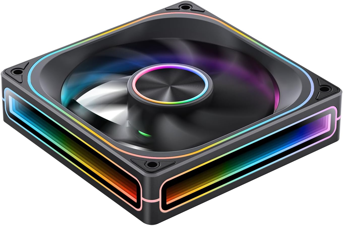 JONSBO ZA-120B PC Case Fan, Silent Computer ARGB Fan with 4-Sides Infinity Mirror Fan 2400RPM, PWM Integrated M&F Head,Aluminum Nameplate, 28MM Thick,Black