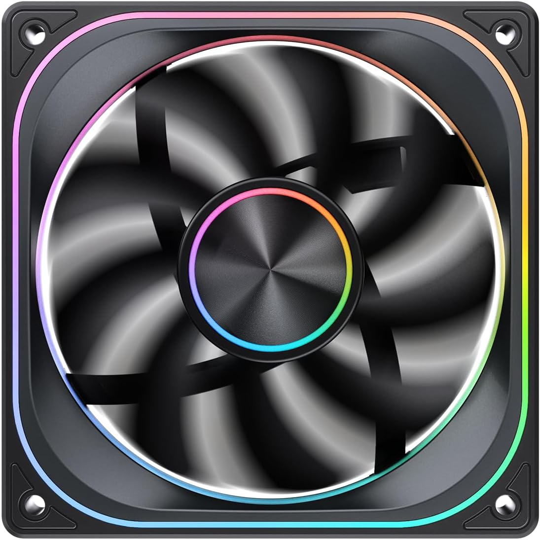 JONSBO ZA-120B PC Case Fan, Silent Computer ARGB Fan with 4-Sides Infinity Mirror Fan 2400RPM, PWM Integrated M&F Head,Aluminum Nameplate, 28MM Thick,Black