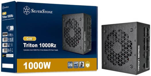 SilverStone Triton 1000Rz Full Modular Power Supply, 1000W Power, Cybenetics Gold, Single 120mm FDB Fan, Active PFC, Japanese Electrolytic Capacitors, ATX Form Factor, Black