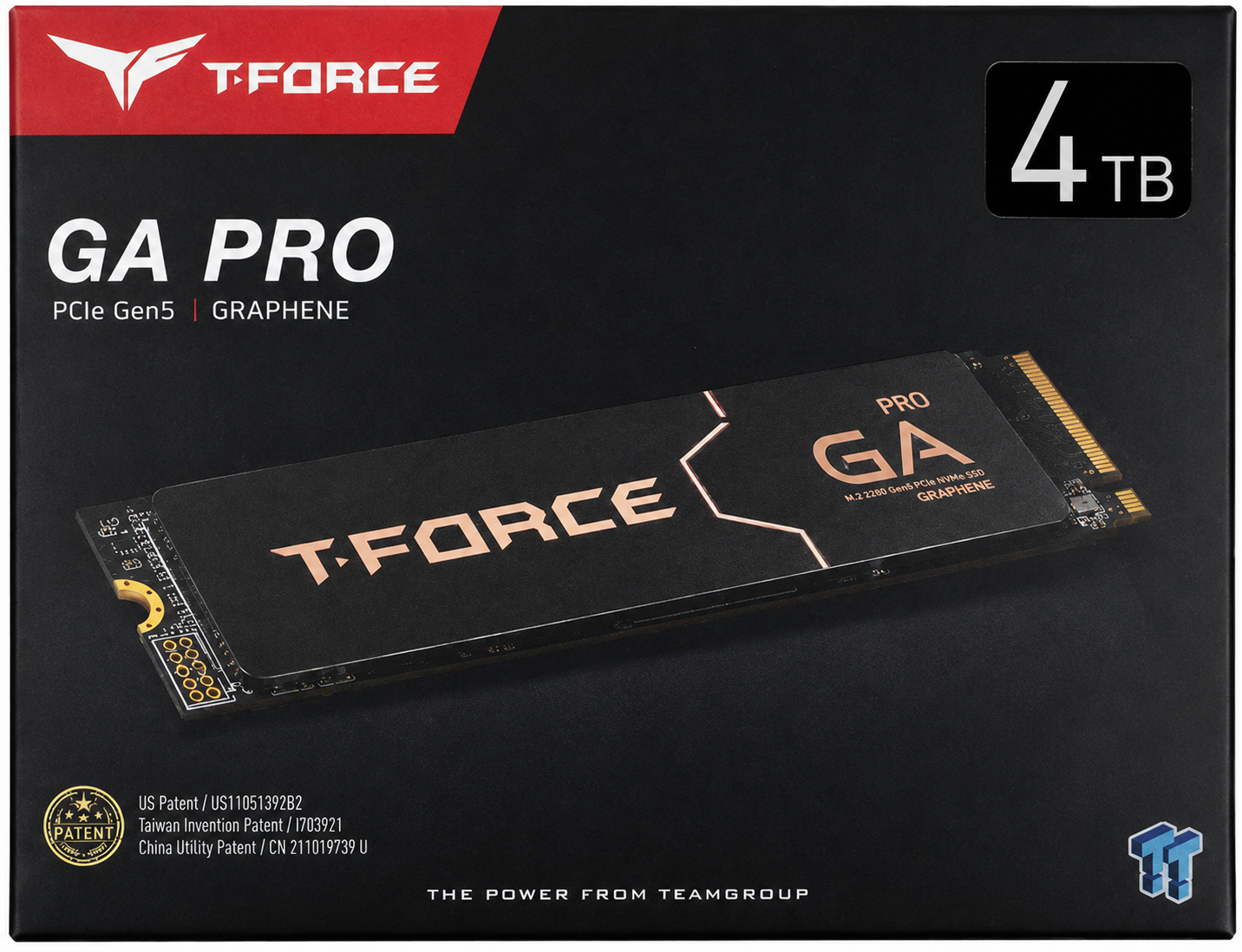 TEAMGROUP T-Force GA PRO 4TB SSD Graphene Heatsink DRAM SLC Cache 3D TLC NAND NVMe InnoGrit PCIe Gen5 M.2 Read/Write 10,000/8,500 MB/s