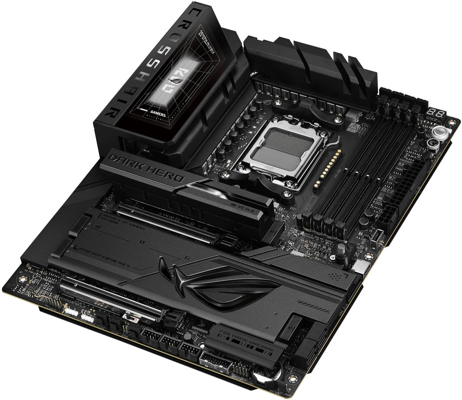 ASUS ROG CROSSHAIR X870E DARK HERO ATX AM5 Motherboard, AMD X870E Chipset, 4x DDR5 DIMM Slots, 256GB Max Memory, 2x PCIe 5.0 x16 Slots, 5x M.2 Slots