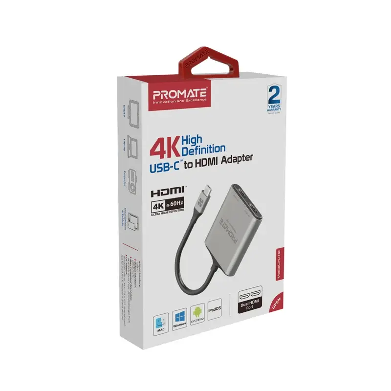 Promate 4K High Definition USB-C to Dual HDMI® Adapter (MediaLink-H2) 0002