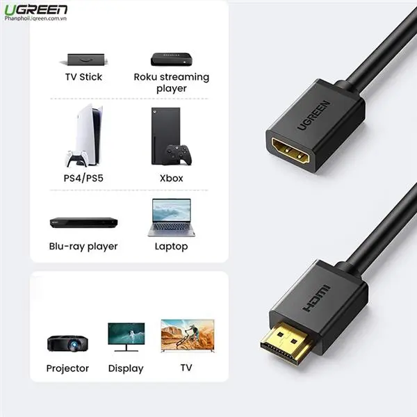 UGREEN 3 Meter 4K @ 60Hz HDMI Male to Female Extension Cable – HD107 | 10145