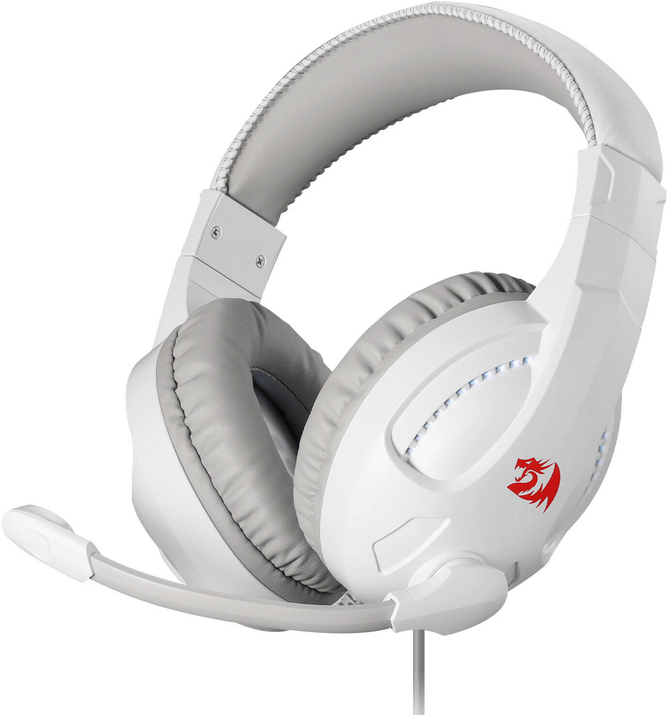 Redragon H211W Cronus Gaming Headphones, 40mm Sound Unit, Surround Sound, Flexible Mic, Noise-Cancelling Mircophone, Dynamic RGB Backlight, Wired Connectivity, Whtie