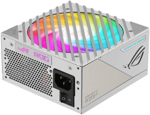 ASUS ROG Loki SFX-L 850W Power Supply Unit, 80 Plus Platinum, Fully Modular, PCIe Gen 5.0, 120mm ARGB-Illuminated Fan & Aura Sync, ROG Heatsinks, 0dB Fan Button-White Edition