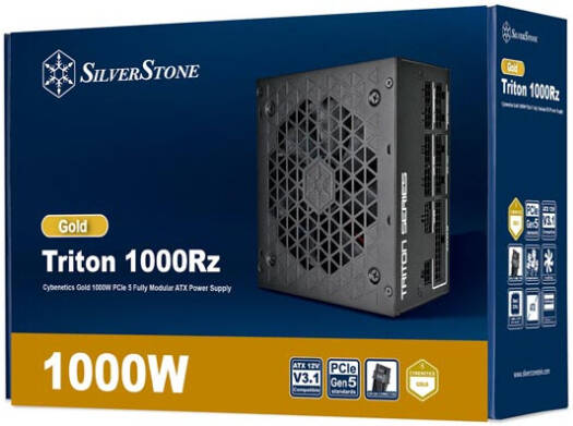 SilverStone Triton 1000Rz Full Modular Power Supply, 1000W Power, Cybenetics Gold, Single 120mm FDB Fan, Active PFC, Japanese Electrolytic Capacitors, ATX Form Factor, Black