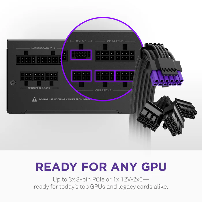 NZXT C1000 Gold Core - 1000W ATX 3.1 Power Supply - 80 PLUS Gold - Cybenetics Platinum - Fully Modular - PCIe 5.1 600W 12V-2x6 - Zero RPM Fan - 105°C Capacitors - Black