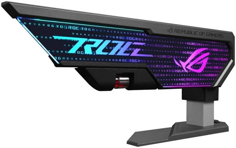 Asus XH01 ROG Herculx Graphics Card Holder, Toolless Mount, Convenient Integrated Level, Zinc Alloy Structure, Height Adjustable From 72 to 128mm, Aura Sync, For RTX 40 Series, Black