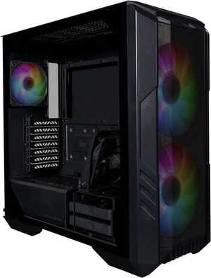 Cooler Master HAF 500 Mid Tower Case, 2x 120mm & 2x 200mm Pre-Installed Fan, Up to 360mm Radiator & 8x Fan Support, Tempered Glass Side Panel, Mesh Front Panel, Black | H500-KGNN-S00