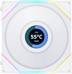 Lian Li Uni Fan TL 120 Case Fan, 1.6â€ LCD, 120mm Fan Size, 1900 RPM Fan Speed, 62 CFM Airflow, PA66 / PBT Materials, Fluid Dynamic Bearing, Triple Pack, W/ Controller, White | G99.12TLLCD3W.00