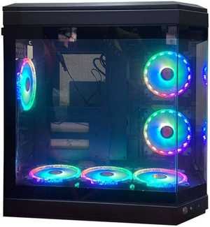 WJCOOLMAN Y40 - 6F ATX Mid Tower Gaming PC Case, Tempered Glass Pannels, Up to 360mm Radiators Support, 6x Pre Installed UNI Fans, â€œ3.5â€HDD *2. â€œ2.5â€ SDD*2, USB 3.0/Type-C, Black | 6974215270050