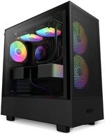 NZXT H5 Flow RGB All Black, Mid Tower ATX Case, Up to 240mm Radiator Support, Tempered Glass Front Panel, Built-in RGB, Spacious Cable Management, Black | CC-H51FB-R1