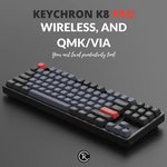 Keychron K8 Pro Wireless Custom Mechanical Keyboard, QMK/VIA Programmable, BT / Wired, RGB Backlight Aluminum Frame Tenkeyless, Hot-Swappable, ENG-ARAB Keyboard, Gateron G Pro Red Switch | K8P-J1-AR