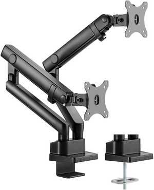 SilverStone ARM25 Dual Monitor Arm w/ Mechanical Spring Design Versatile Adjustability, Monitors Up To 32" Size 9kg Weight, VESA Mounting Interface Standard, 100mm Mounting Hole, Black SST-ARM25