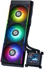 Lian-Li HydroShift LCD 360R AIO Liquid CPU Cooler, 360mm Radiator, 2.88" IPS Display, 3800 RPM Pump Speed, 2400 RPM Fan Speed, 79.9 CFM Airflow, FBD Bearing Type, Black | G89.GHSLCD36RB.00