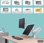 Skill Tech Dual Monitor Arm Stand Desk Mount Bracket with Height Adjustable Full Motion Double Arm Desktop Clamp Mount for 13"-32" LCD LED Screens VESA 75-100mm 1kg Up to 9kg | SH100-C024