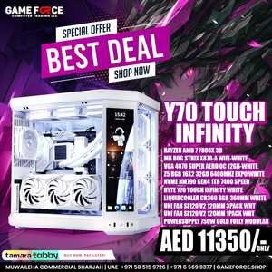 GAMING PC  RAYZEN AMD 7 7800X 3D WITH HYTE Y70 TOUCH INFINITY WHITE 