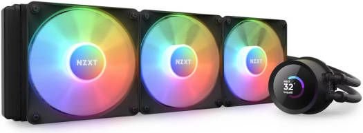 NZXT Kraken 360 RGB AIO Liquid Cooler with LCD Display & RGB Fans, 360mm Radiator, Copper Water Block, 3x 120mm F120 RGB Fans, 500-1,800 RPM Fan Speed, 21.67-78.02 CFM Airflow, Black | RL-KR360-B1