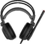  MSI DS502 Enhanced Virtual 7.1 Gaming Headset, Large 40mm Drivers, Closed Ear Cup Design, Vibration System, LED Lighting, Adjustable Microphone, Self-Adjusting Headband, Black - Red 