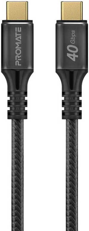 Promate PowerBolt240 240W Super Speed Fast Charging USB-C Cable, Supports Data Transfer Speeds Up to 40Gbps & 8K@60Hz Video, 10000+ Bend Lifespan, 2 Meters, Black | PowerBolt240-2m