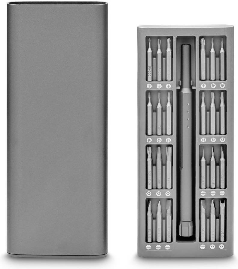 EKWB EK-Loop Screwdriver Basic Set (49 Pcs), Durable Frosted Aluminum Case, Versatile Bits and Standard Bits Included, Anodized Aluminum Driver, Push and Pop-out Plastic Tray, Gray | 3831109851012