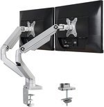 Skill Tech Dual Monitor Arm Stand Desk Mount Bracket with Height Adjustable Full Motion Double Arm Desktop Clamp Mount for 13"-32" LCD LED Screens VESA 75-100mm 1kg Up to 9kg | SH100-C024