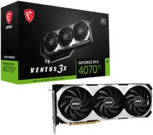 MSI GeForce RTX 4070 Ti VENTUS 3X OC Graphics Card, 12GB GDDR6X 192-bit Memory, 7680 CUDA Cores, 2655 Core Clock, 21 Gbps Memory Speed, PCI Express Gen 4, G-SYNC, DP 3 (v1.4a), HDMI x1 | 912-V513-075