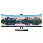 Philips 49-Inch Monitor, 499P9H1, Curved Dual QHD with VA panel, DisplayPort/HDMI/USB-C connectivity, 5W built in speakers and 2MP FHD built-in Windows Hello webcam, height adjustable Black