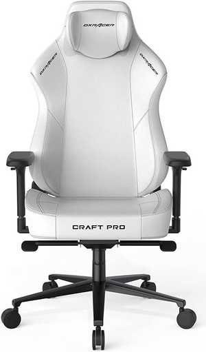 DXRacer Craft Pro Classic Gaming Chair, Alumnum Base, High-Density Memory Foam, Adjustable Memory/Recline, 4D Armrests, Multi-fun Tilt, 2.36" Caster, Class 4 Hydraulics, White | CRA-PR001-W-H1