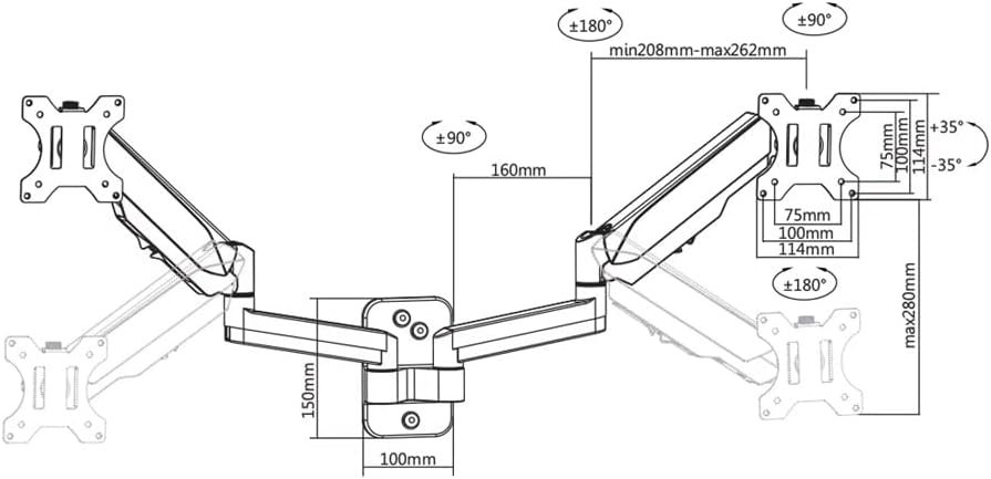  Skill Tech SH W1014H, Gas Spring Monitor mount, Screen Size: 17~32 Screen