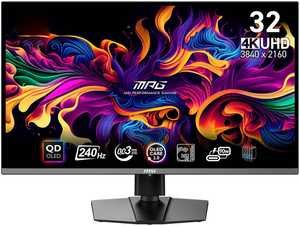 MSI MPG 321URX Gaming Monitor, 32" 4K UHD QD-OLED Display, 240Hz Refresh Rate, 0.03ms (GtG) Response Time, AMD FreeSync Premium Pro Technology, 1.07b Display Colors, Black | MPG321URX