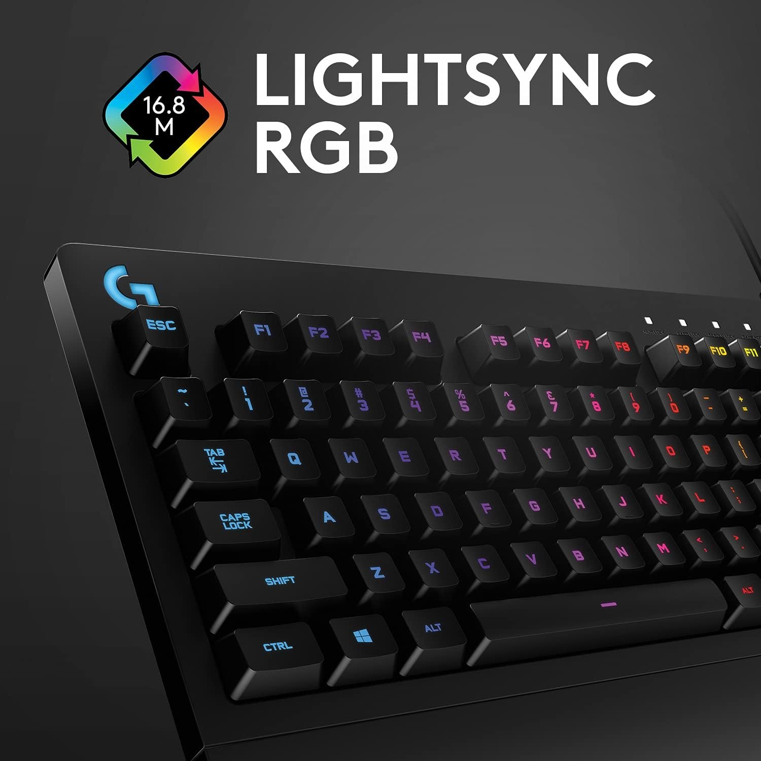  Logitech G G213 Prodigy Gaming Keyboard, RGB Lightsync Backlit Keys, Spill-Resistant, Customizable Keys, Dedicated Multi-Media Keys, Qwerty Us International