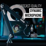  RÃ˜DE PodMic Broadcast-quality Dynamic Microphone with Integrated Swing Mount for Podcasting, Streaming, Gaming, and Voice Recording (Black