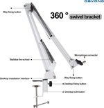  DAYONG Microphone Boom Stand,Heavy Duty Mic Boom Arm Desk Mount Adjustable Suspension Mic Stand (White)