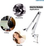  DAYONG Microphone Boom Stand,Heavy Duty Mic Boom Arm Desk Mount Adjustable Suspension Mic Stand (White)