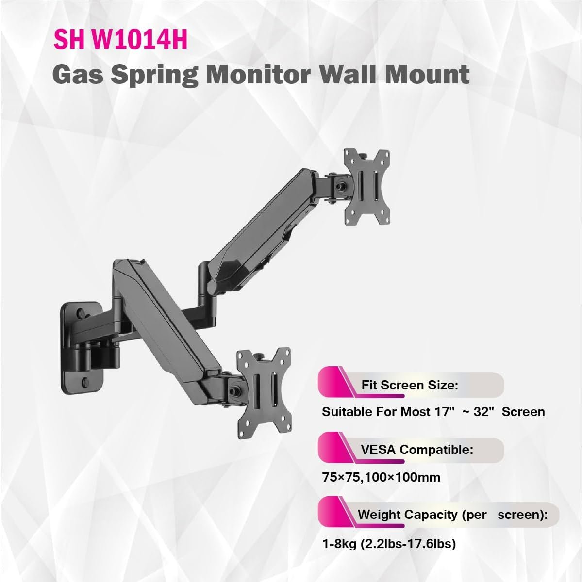  Skill Tech SH W1014H, Gas Spring Monitor mount, Screen Size: 17~32 Screen