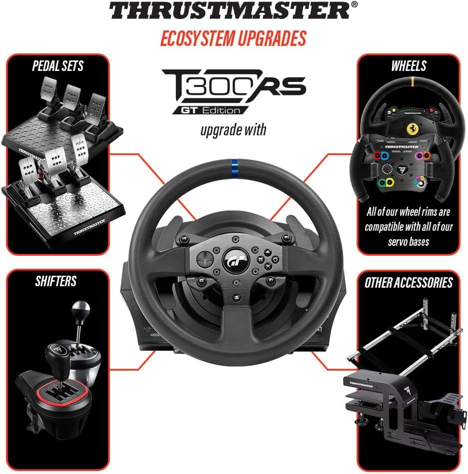 Thrustmaster T300 RS GT - High-Performance Racing Wheel and Pedal Set with Force Feedback for PC, PS4, and PS5, PS5 Pro