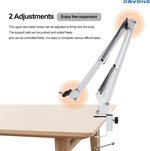  DAYONG Microphone Boom Stand,Heavy Duty Mic Boom Arm Desk Mount Adjustable Suspension Mic Stand (White)