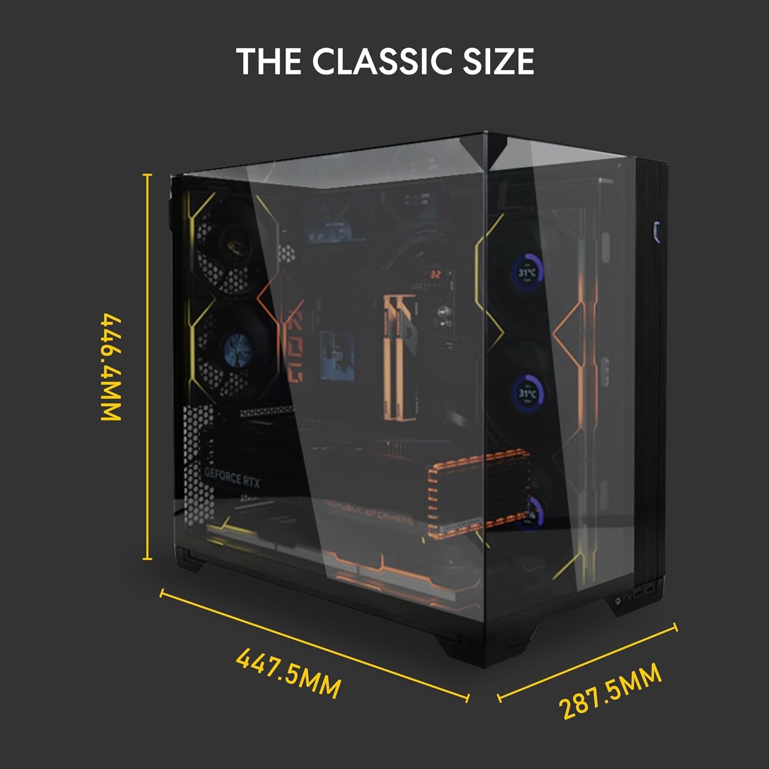 Lian Li O11 Vision Compact Black-Steel-Tempered Glass ATX Mid Tower Computer Case-Back Connect Support-O11VPX