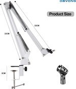  DAYONG Microphone Boom Stand,Heavy Duty Mic Boom Arm Desk Mount Adjustable Suspension Mic Stand (White)