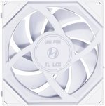 Lian Li Uni Fan TL 120 Reverse Blade Case Fan, 1.6" LCD, 120mm Fan Size, 1900 RPM Fan Speed, 54.3 CFM Airflow, PA66 / PBT Materials, Fluid Dynamic Bearing, Single Pack, White | G99.12RTLLCD1W.00