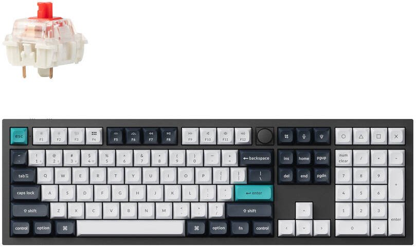 Keychron Q6 Max QMK/VIA Wireless Mechanical Keyboard, Gateron Jupiter Red Switches, Fully Assembled Knob, Tri-Mode Connectivity (2.4GHz, BT, Wired), English-Arabic Layout, Carbon Black | Q6M-M1-AR