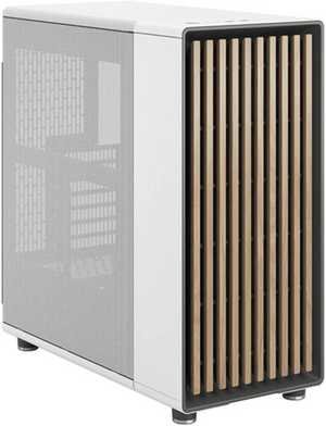 Fractal Design North ATX Mid Tower Gaming PC Case, Open Front with Real Oak Panels & Mesh Side Panel, Up to 360mm Radiator & 8x120mm Fans, USB Type-C/ 3.0, Chalk White | FD-C-NOR1C-03