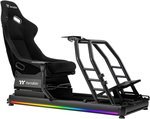 Thermaltake GR500 Racing Simulator Cockpit with Triple Racing Monitor Stand, Up to 120kg Weight Capacity, 32" to 55" Screen Sizes, Triple Support 32" Monitor | GSC-R50-CPASBB-01 / GEA-RMS-TMSBLK-01