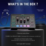  FIFINE Gaming Audio Mixer, Streaming RGB PC Mixer with XLR Microphone Interface, Individual Control, Volume Fader, Mute Button, 48V Phantom Power, for.