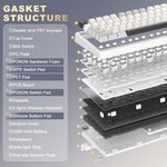  YUNZII YZ98 Gasket Mechanical Keyboard 99 Key Hot Swappable BT5.0/2.4G/USB-C Wireless Gaming Keyboard NKRO 98% 1800 Layout with RGB LED Backlit for...