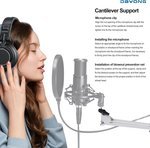  DAYONG Microphone Boom Stand,Heavy Duty Mic Boom Arm Desk Mount Adjustable Suspension Mic Stand (White)