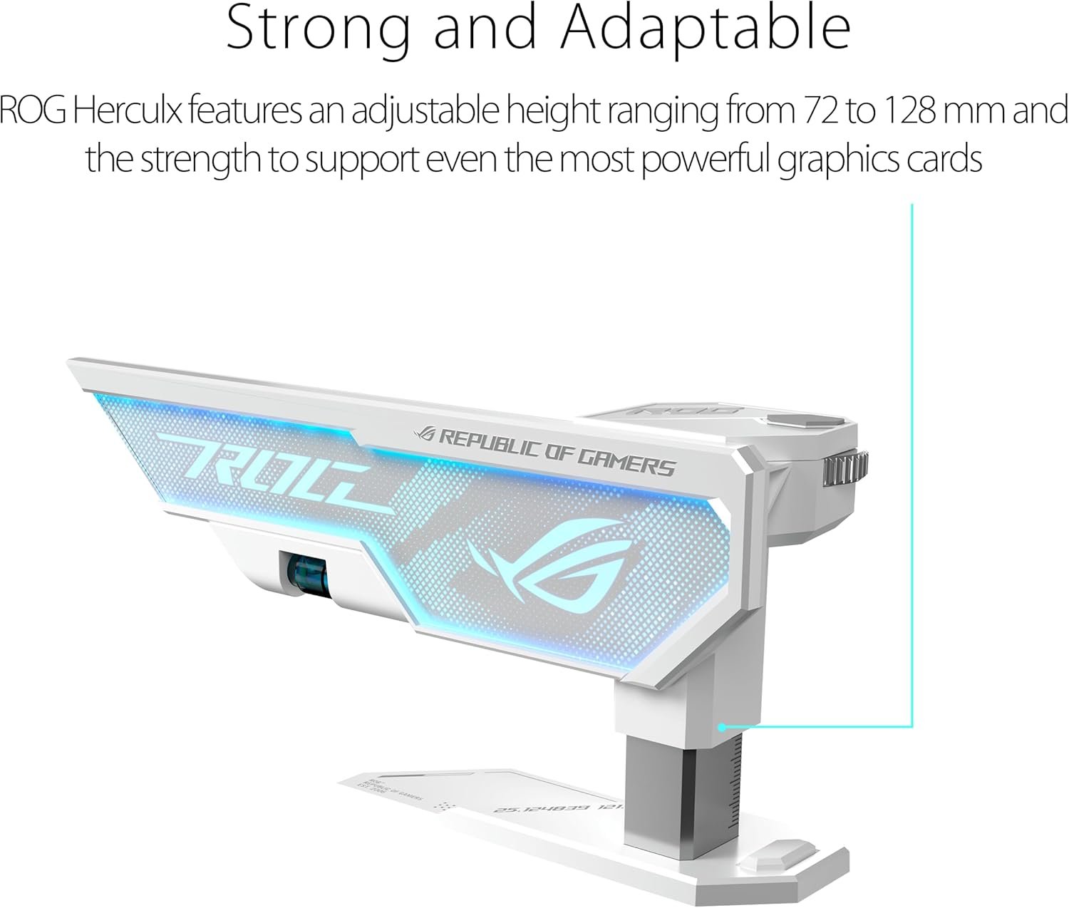  ASUS ROG Herculx Graphics Card Holder White Edition (Tool-Free Design, Included Spirit Level, Solid zinc Alloy, 72-128mm, Aura Sync)