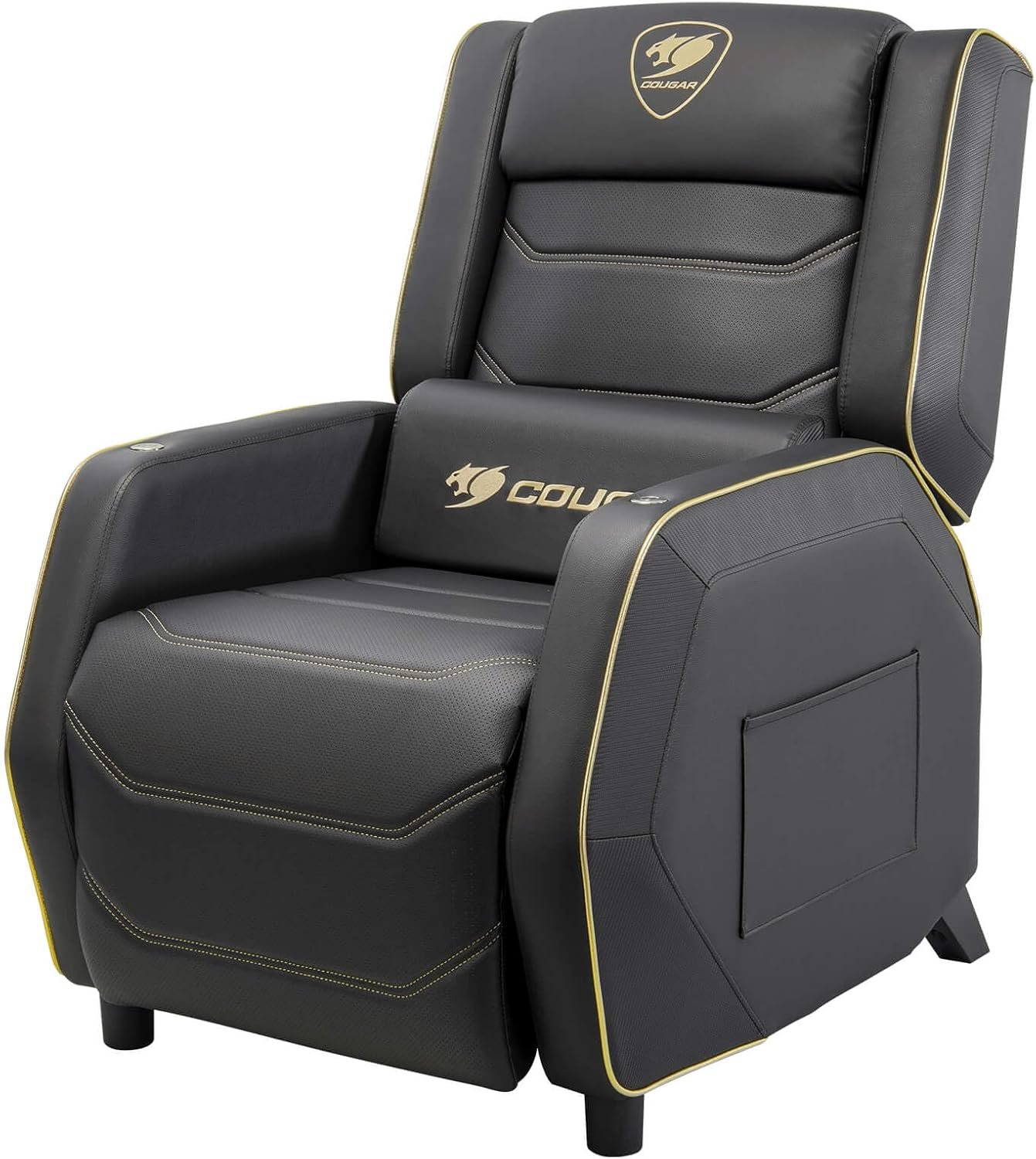 COUGAR Ranger Pro Royal Gaming Sofa, Steel-Frame, Breathable Pvc Leather, With Lumbar Pillow, 157Â° Recliner System, 160Kg Weight Capacity- Black